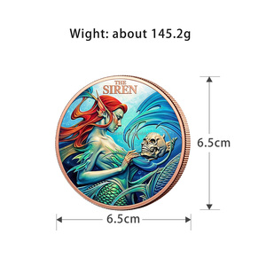 Moneta da Collezione di Lusso da 5 Troy Ounce in Rame Puro .999, Sirena Creatura Mitica, Rilievo 3D, Rame Colorato, Lingotto da 5oz - Product Image 5