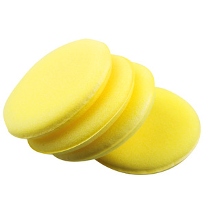 ฟองน้ำขัดเคลือบสีรถยนต์ 10x2 ซม. ทรงกลมสีเหลือง สำหรับขัดและทำความสะอาดภายในหนัง - Product Image 4