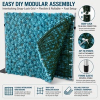 Mur de fleurs artificielles roulé de haute qualité 3D/5D, fond bleu 8ft x 8ft pour mariage