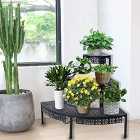 Support de plantes portable en métal à 3 niveaux, étagère d'angle quart de cercle pour pots de fleurs, pour intérieur, extérieur, sol, centre commercial