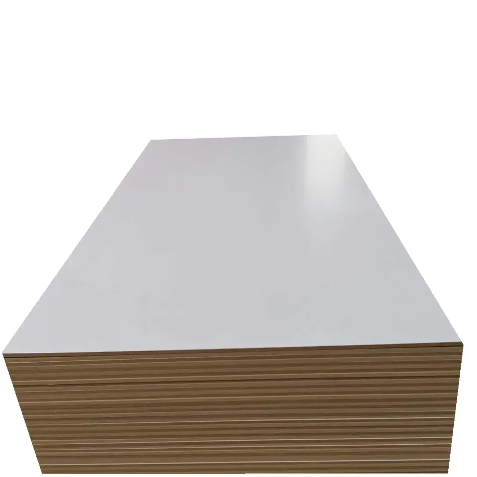 Wholesales cheap melamin mdf plaka fiyat with size 1220*2440 for laminated melamine mdf board cashier table