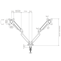 Support double moniteur à ressort à gaz, entièrement articulé, pour écrans d'ordinateur de 13 à 32 pouces, vente en gros