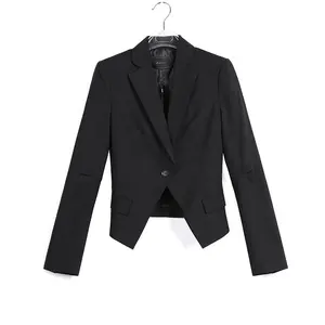 B743 personnalisé odm oem bas quantité minimale de commande tricot à manches longues demi doublé carrière sur mesure veste blazer courte usine pour les femmes