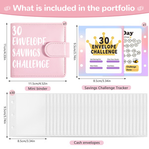 30 ngày thử thách máy tính xách tay rời Kích thước nhỏ 100 Phong bì da Bìa xoắn ốc phong cách tiết kiệm tiền mặt 30 ngày để tiết kiệm tiền - Product Image 4