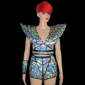 Novance-traje brillante de lujo para artistas de baile, ropa sin mangas con cuello en V para escenario, para cantantes, Y2152, 2022