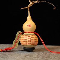 Ornement suspendu en calebasse naturelle, style bouddhiste, avec tête de dragon gravée, pièces des cinq empereurs, nœud chinois et pompon, pour la fortune et la prospérité
