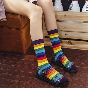 Bonypony <span class=keywords><strong>chaussettes</strong></span> colorées à rayures arc-en-ciel pour femmes, meilleurs originaux Design classique nouveauté <span class=keywords><strong>chaussettes</strong></span> assorties - Product Image 3