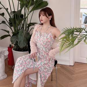 รันฉี เอ็น 8432 ชุดเดรสสายเดี่ยวพิมพ์ลายดอกไม้ขนาดพลัสไซส์ ลายดอกกุหลาบสีชมพู ชุดลำลองสำหรับผู้หญิงสวมใส่ทุกวัน - Product Image 2