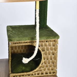 En gros Arbre à chat 168 cm multi-niveaux en bois avec niche en osier, poteaux à gratter en sisal et hamac en peluche OEM ODM - Product Image 4