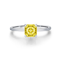 Cincin Zirkonia Kuning Laris Manis Perak Sterling S925 Potongan Asscher Cincin Minimalis Elegan Mewah Perhiasan Berkualitas Tinggi