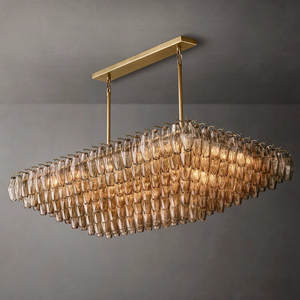 54" Rectangle Luxury Retro Smoke Glass Chandelier Designer Living Room Art Home Decor Large Handmade Modern Glass Chandeliers - Product Image 2