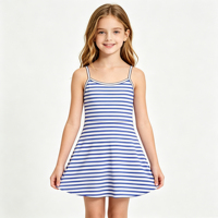 Vestido de tirantes a rayas para niñas Mengyou, personalizado, informal, de verano, para la playa.