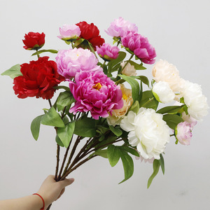 Fleurs artificielles de pivoine en soie, haute simulation, décoration de mariage et de maison, violet clair - Product Image 2