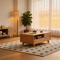 Lemari TV Minimalis Modern MDF Ruang Tamu Kamar Tidur Gaya Farmhouse Penyimpanan Apartemen Kecil Warna Kayu Walnut Kemasan Mail Y