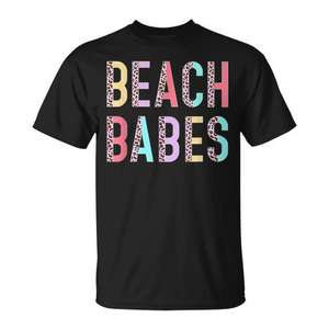 Camiseta Beach Babes para mujer, estilo veraniego, estampado de leopardo, estilo vacacional - Product Image 1