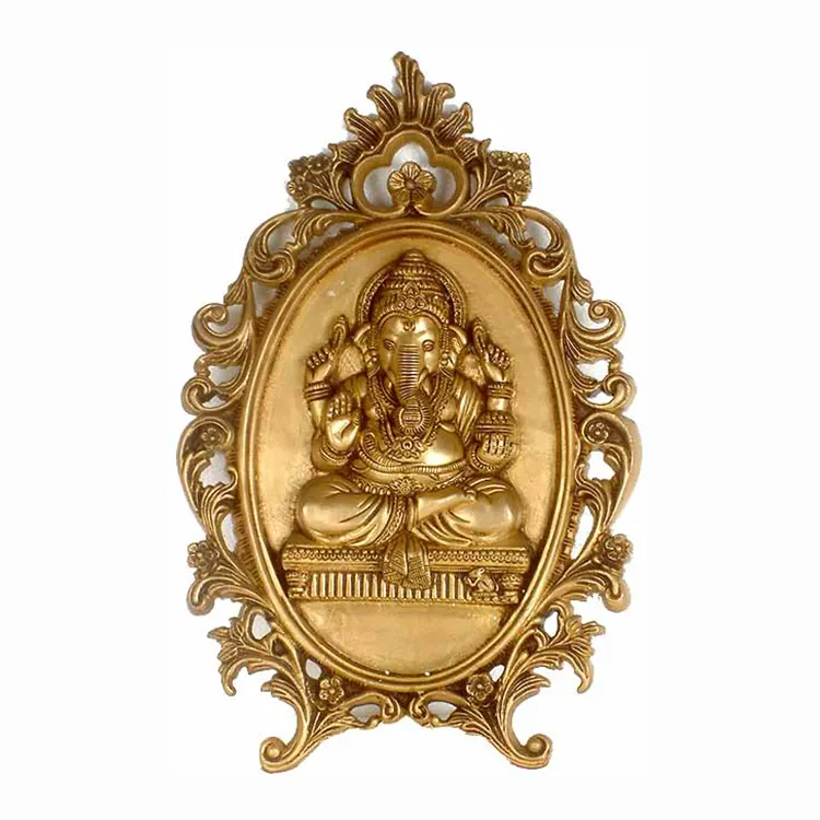 Nội Thất hiện đại, Vàng Kim Loại Brass Thiên Chúa Ganesh Tường Trang Trí Nội Thất Bức Tượng Tay Chạm Khắc Đồng Ganesha Bức Tượng
