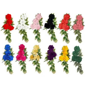 New Pair Of Flowers 3D Water Soluble Lace Embroidered Corsage Appliques Patch