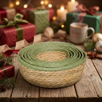 Ensemble de 7 paniers ronds emboîtables tressés à la main en jonc de mer naturel avec bord coloré, organisateur tressé, panier cadeau, panier en corde de coton