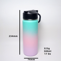 Bouteille d'eau sport en acier inoxydable à double paroi isolée sous vide, écologique, 500 ml, couleur personnalisée, logo, maintien thermique 12-24h