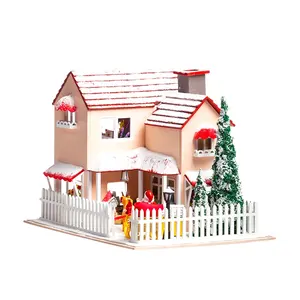 थोक लकड़ी गुड़ियाघर लघु क्रिसमस की सजावट लघु लकड़ी शिल्प घरों इग्लू