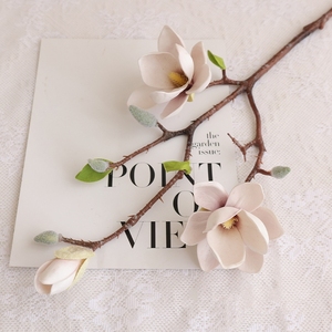 Hoogwaardige zijden kunstmatige <span class=keywords><strong>magnolia</strong></span> bloem roze witte bloem real touch kunstmatige <span class=keywords><strong>magnolia</strong></span> bloem tafel bruiloft decoratie - Product Image 2