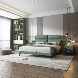 Elegantes Camas de plataforma doble con iluminación de cuero, muebles de dormitorio completos, Modernas, 1,5/1,8 m - Product Image 2
