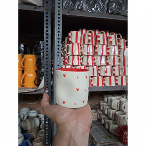 Tasse en céramique imprimée coeur 300 ml tasse à café faite à la main pour filles femmes micro-ondes cadeau pour anniversaire saint valentin anniversaire - Product Image 1