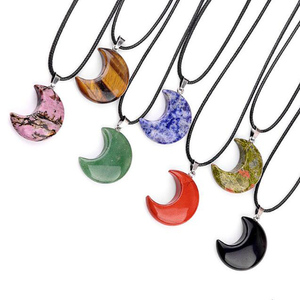 Collana con Ciondolo a Luna in Quarzo Rosa e Ametista, Artigianato in Cristallo, <span class=keywords><strong>Pietra</strong></span> Curativa, Gioiello di Tendenza, Souvenir alla Moda - Product Image 4