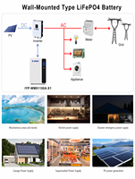 SAMAS Batería de Pared LiFePO4 de 5.12kWh 51.2V 100Ah, Sistema de Almacenamiento de Energía para el Hogar, 8000 Ciclos, Certificación CE y UL, 5 Años de Garantía