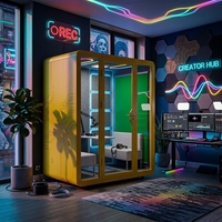 Cabine de bureau insonorisée moderne pour espaces de travail ouverts - Système de ventilation portable avec éclairage LED et internet Wi-Fi