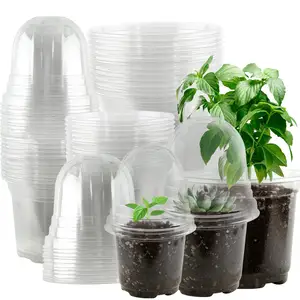 Clear Plant Nursery Pots Variety Pack Seedling Pot With Dome Seed Starter Flower Planter Gardening Container With Drainage Hole