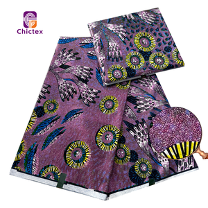 Dernier Cri Tissus 100% Coton Imprimés Ankara Grand <span class=keywords><strong>Pagne</strong></span> Africain Doré Scintillant Véritable Wax pour Robe Femme - Product Image 4