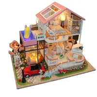 थोक Diy शैक्षिक 3d लकड़ी के खिलौने के लिए लड़की Diy गुड़ियाघर लघु किट Diy लघु घर डबल गेराज