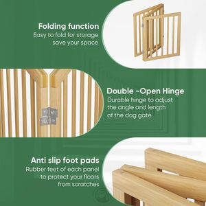 รั้วกั้นสัตว์เลี้ยงแบบพับได้ ทำจากไม้ไผ่ อบด้วยความร้อน พร้อมขาตั้ง 3 แผง เป็นมิตรกับสิ่งแวดล้อม สำหรับใช้ภายในอาคาร - Product Image 2
