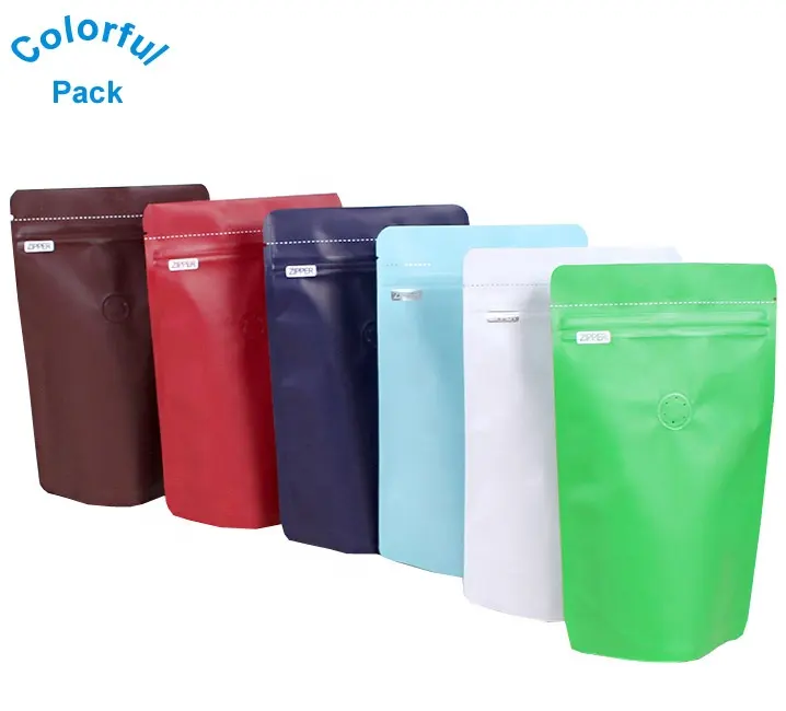 Impresión personalizada de papel de aluminio bolsa de embalaje de plástico de pie bolsa de café con ziplock y válvula de 250g