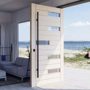 Nouveauté Portes d'entrée en bois massif contemporaines Portes d'entrée principales en bois rouge Portes d'entrée pour maisons Porte pivotante principale extérieure moderne - Product Image 3