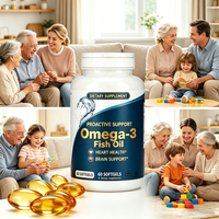 Gélules d'huile de poisson oméga-3 personnalisées en marque blanche, 1000 mg EPA DHA, complément alimentaire pour la santé cardiaque et cérébrale