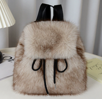 Sac à dos en fausse fourrure de renard pour femmes, avec cordon de serrage, fermeture magnétique, grande capacité, sac d'école décontracté pour étudiantes, mignon