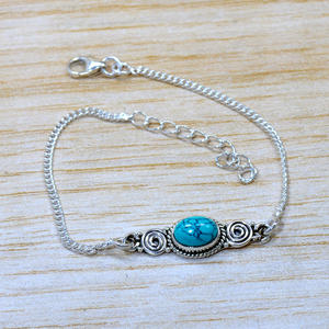Pulsera de piedras preciosas turquesa curativa al por mayor, joyería única hecha a mano funcional Real de Plata de Ley 925 para mujer - Product Image 1