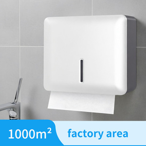 Distributeur mural de serviettes en papier pliantes en ABS blanc, support commercial pour serviettes de toilette pour hôtels, toilettes et bureaux - Product Image 1