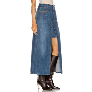 Wholesale <strong>Navy</strong> Blue Front Split Maxi Long Denim <strong>Skirt</strong> Jean <strong>Skirts</strong> <strong>for</strong> Women <strong>Ladies</strong> - Product Image 3