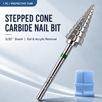 Fraise conique étagée en carbure de tungstène 3/32 pouces pour le retrait de gel et d'acrylique, logo personnalisé OEM, outil de manucure professionnel