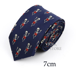 Halloween Skull Pumpkin Tie 6cm 7cm 8cm uomo poliestere Fun Black Necktie Tuxedo Festival banchetto Suit Party Cravat accessorio regalo - Product Image 2