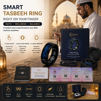 Anillo Inteligente Qibla Zikr con Alarma de Dirección, Contador Tasbih, Control por Aplicación, Análisis de Salud y Sueño con IA, Pantalla LED, para Musulmanes