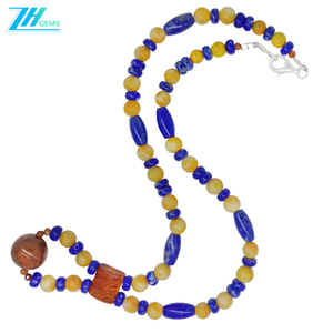 Colgante cuadrado amarillo de abejorro y ámbar Lapislázuli <span class=keywords><strong>Pietersite</strong></span> facetado naranja granate collar de piedras preciosas de moda - Product Image 3