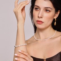 Pulsera de Perlas Geométricas Vintage, Joyería Elegante de Acero de Titanio que No se Desvanece para Mujer, Regalo para Amiga, Venta al por Mayor