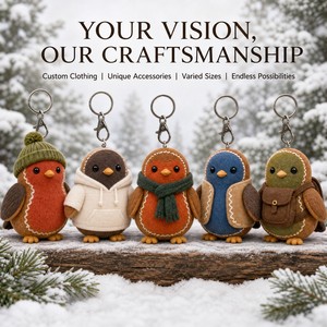 <span class=keywords><strong>Porte</strong></span>-clés en peluche Robin en pain d'épices personnalisé OEM ODM, cadeau promotionnel de Noël, jouet doux saisonnier avec logo, commande en gros, service personnalisé - Product Image 5