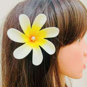 टियारा फोम पुष्प बालों को एक तने और सफेद मोती के साथ 8 रंग उपलब्ध है जो महिला लड़की के लिए पॉलिनेशियन फूल को जहाज करने के लिए तैयार है - Product Image 2