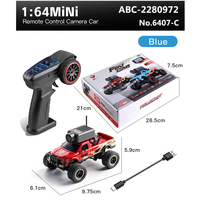 Voiture RC miniature WLtoys 6407 2,4 GHz à l'échelle 1:64 avec caméra FPV, contrôle par application, lumières LED, chargeur inclus pour adultes