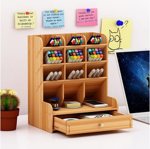 Organisateur de bureau créatif en bois avec tiroirs pour stylos et fournitures de bureau, idéal pour le rangement à la maison et au bureau - Product Image 3